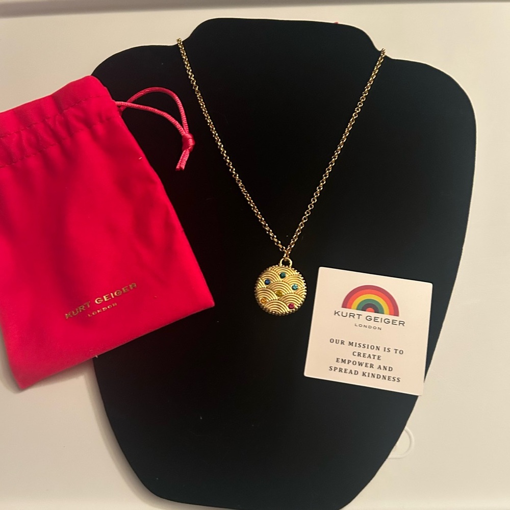 Kurt Geiger Gold-Tone Multicolor Crystal Disc Pendant Necklace - Picture 4 of 4